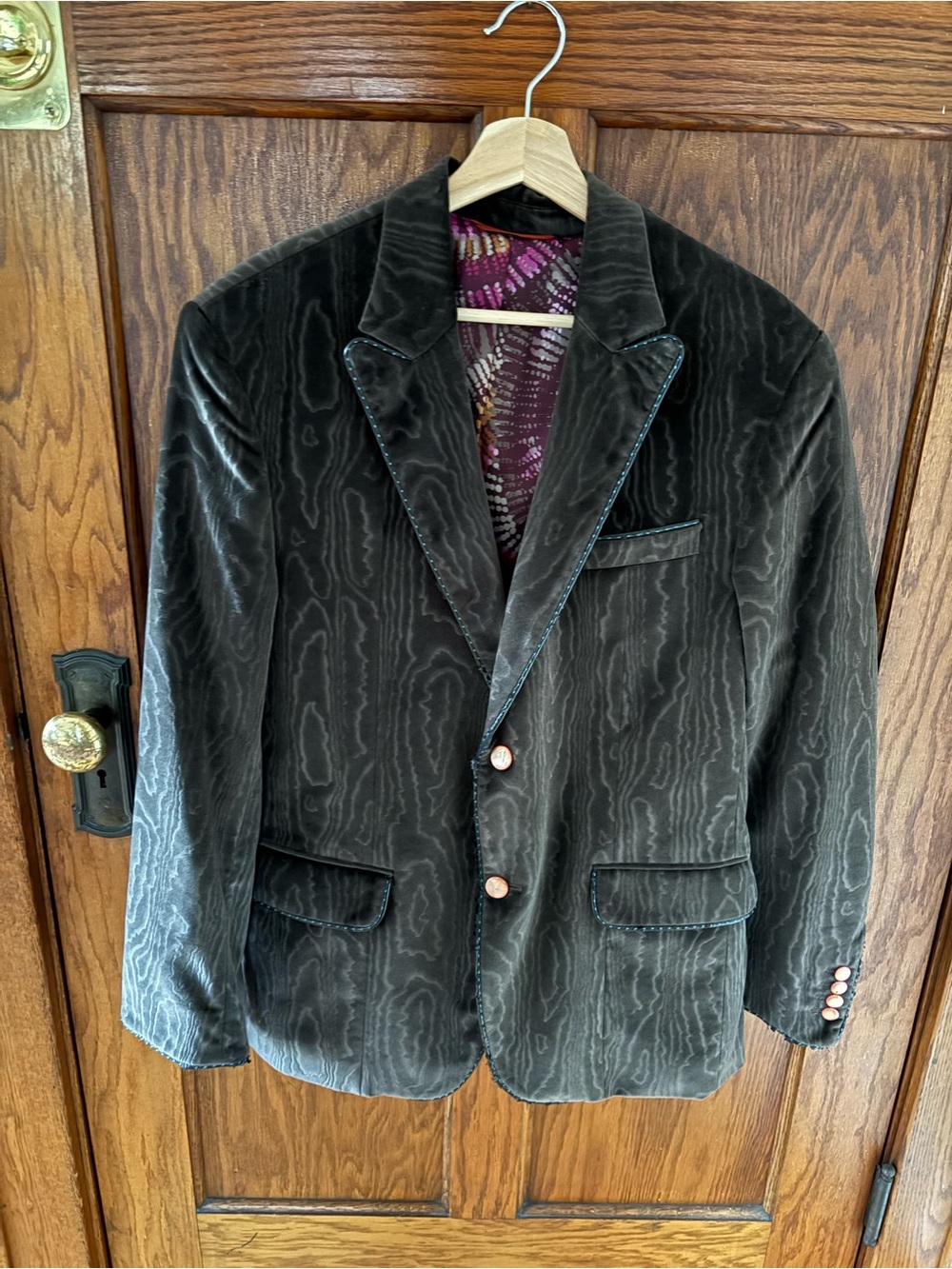 Robert Graham Lindenwood Velvet Blazer Jacket Dark Brown 40 R EUC